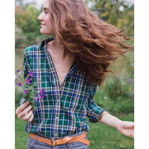 J. Crew Tops - J CrewTraditional Green/Blue Tulsa Plaid Classic Fit Shirt